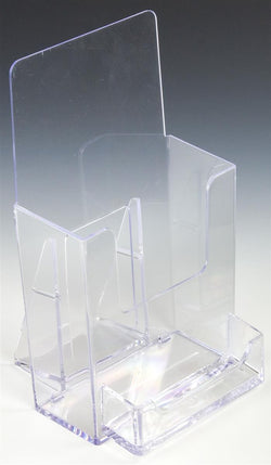 4 x 9 Brochure Holder for Tabletop, with Business Card Pocket   Clear 19743