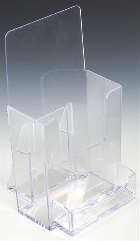 4 x 9 Brochure Holder for Tabletop, with Business Card Pocket   Clear 19743