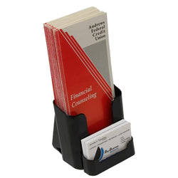 4 x 9 Brochure Holder for Tabletop or Wall, with Business Card Pocket   Black