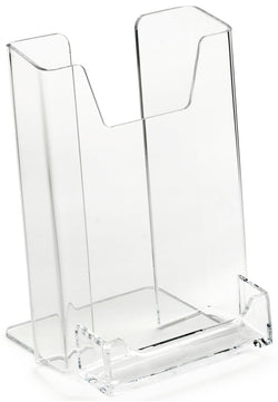 4 x 9 Acrylic Brochure Holder for Tabletop, with Business Card Pocket   Clear
