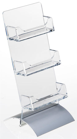 3 Pocket Acrylic Gift Card Display for Tabletops, Open Pockets, Slant Back