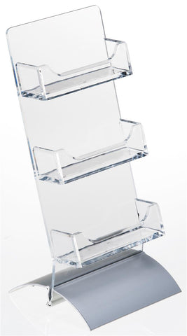 3 Pocket Acrylic Gift Card Display for Tabletops, Open Pockets, Slant Back
