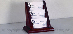 3 Tiered Business Card Holder for Tabletops, Wood Construction   Red Mahogany