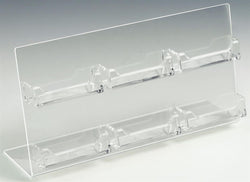 6 Pocket Acrylic Business Card Holder for Tabletop, Slant Back, Open Pockets