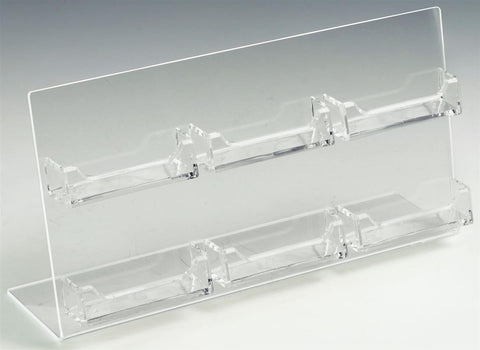 6 Pocket Acrylic Business Card Holder for Tabletop, Slant Back, Open Pockets