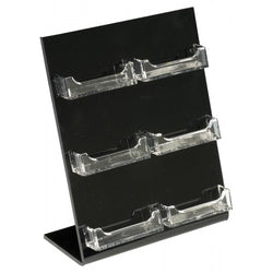 6 Pocket Acrylic Business Card Holder for Tabletop, Slant Back, Open Pockets