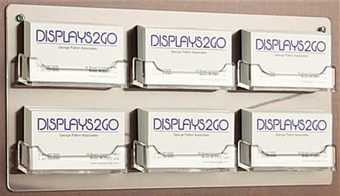 6 Pocket Acrylic Business Card Holder for Wall Mount, Open Pockets   Clear 19760