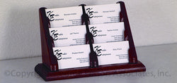 3 Tiered Business Card Holder for Tabletops, 6 Pockets, Wood   Red Mahogany