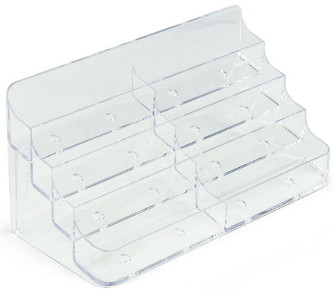 4 Tiered Acrylic Business Card Holder for Desktop Use, Double Wide   Clear 19765