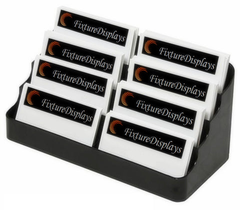 4 Tiered Business Card Holder for Desktop Use, Double Wide for 500 Cards   Black