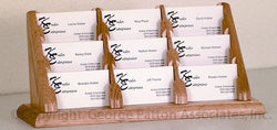 3 Tiered Business Card Holder for Tabletops, 9 Pockets, Wood   Oak 19767