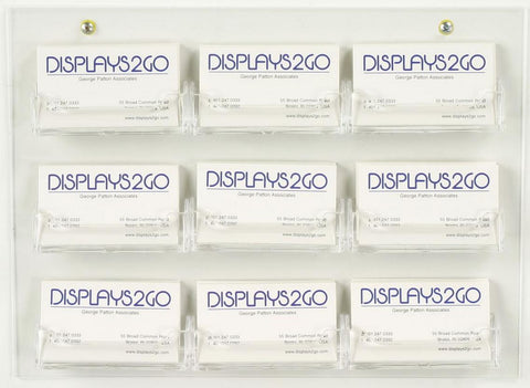 9 Pocket Acrylic Business Card Holder for Wall Mount, Open Pockets   Clear 19770