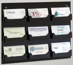 9 Pocket Acrylic Business Card Holder for Wall, Open Pockets Fit 60 Cards