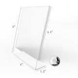 FixtureDisplays® 6PK 4 x 5" Clear Acrylic Sign Holder with Slant Back Design Portrait, Vertical Picture Frame 19780-4X5-6PK