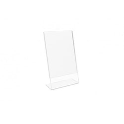 FixtureDisplays® 12PK 4 x 6" Clear Acrylic Sign Holder with Slant Back Design Portrait, Vertical Picture Frame 19780-4X6-12PK