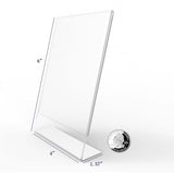 FixtureDisplays® 1PK 4 x 6" Clear Acrylic Sign Holder with Slant Back Design Portrait, Vertical Picture Frame 19780-4X6