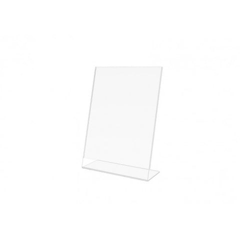 Slant Back Acrylic Sign Holder 5x7 - Clear Picture Frame Stand, 5 x 7