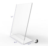 FixtureDisplays® 12PK 8.5 x 11" Clear Acrylic Sign Holder with Slant Back Design Portrait, Vertical Picture Frame 19780-8.5X11-12PK