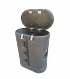 Oval Trade Show Case with Twist Latches & Wheels - Black 19800