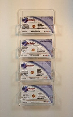 Clear 4 Pocket Wall Mount Business Card Holder 20014