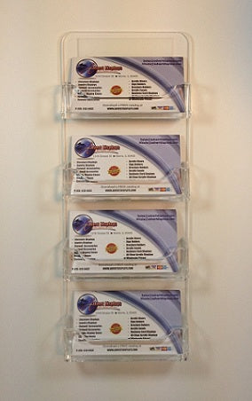 Clear 4 Pocket Wall Mount Business Card Holder 20014