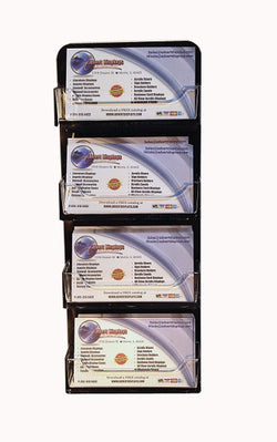Black 4 Pocket Wall Mount Business Card Holder with Clear Pockets 20016