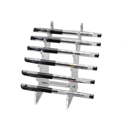 Clear Plastic Plexiglass Lucite Pen Display Horizontal 6 Pen Display 20041
