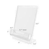 Lucite Clear Acrylic Slanted Sign Holder with Business Card Holder 20045