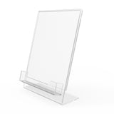 Lucite Plexiglass Clear Acrylic Slanted Sign Holder with Business Card Holder