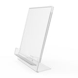 Lucite Plexiglass Clear Acrylic Slanted Sign Holder with Business Card Holder