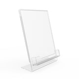Lucite Plexiglass Clear Acrylic Slanted Sign Holder with Business Card Holder