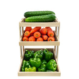 15 X 17.8 X 18" 3-Layer Wood Tray Shelf Ideal for Supermarkets, Grocery Stores 20813
