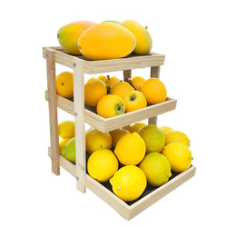 15 X 17.8 X 18" 3-Layer Wood Tray Shelf Ideal for Supermarkets, Grocery Stores 20813