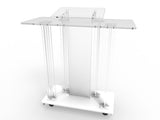 Acrylic & MDF Podium w/ Casters, Floor Standing Lectern, Elevated reading Surface, Rolling Pulpit 21060