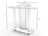 Acrylic & MDF Podium w/ Casters, Floor Standing Lectern, Elevated reading Surface, Rolling Pulpit 21060