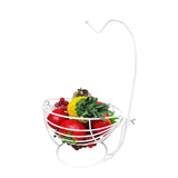 FixtureDisplays® Fruit/Vegetable Hammock with Banana Hanger Metal Basket White Rack Display Stand 12.9X7.9X17.9" 21072