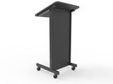 Floor Standing Pulpit Lectern Podium w/ Casters, Heavy Duty Steel Frame, Rolling Podium 21307-BLACK