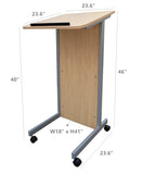 Floor Standing Pulpit Lectern Podium w/ Casters, Heavy Duty Steel Frame, Rolling Podium 21307-MAPLE