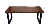Handmade Live Edge Solid Wood Modern Coffee Table Metal Frame High Gloss PU Coat