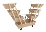 Wood Flower Vending Cart Kiosk Booth Expandable Retain Bin Closet Laudry Storage