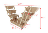 Wood Flower Vending Cart Kiosk Booth Expandable Retain Bin Closet Laudry Storage
