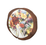 Wood tree slice trunk art wall picture Chinese water color crab painting
