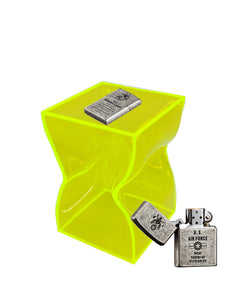 5.5 Tall Yellow Acrylic Riser Podium Crinkled Melting Pilar Plexiglass Display
