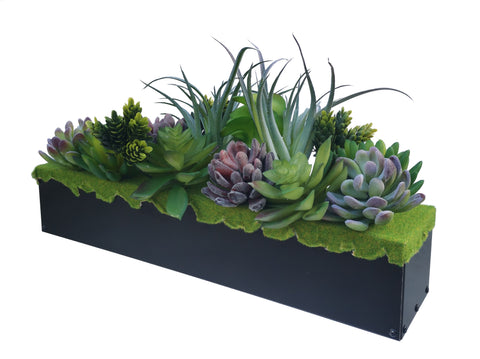 Artificial Succulent Metal Planter Arrangement Potted Succulents Centerpiece