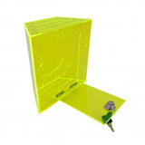 FixtureDisplays® Yellow Green Donation Box Plexiglass Acrylic Fundraising Box Cave Stalactite Style Suggestion Box 7.9"W X 7.6"H X 3.3"D Lock and 2 Keys Wall Mount 21735