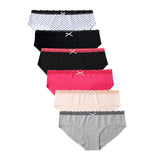 6PK Womens Cotton Underwear Lace Hipster Panties Briefs Assorted Colors 21803-L