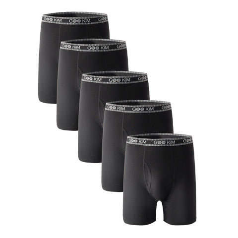 5PK Men's Soft Cotton Boxer Briefs Fly Front Underwear Size: XXL. Fit for waist size: 35.4. 21811-XXL
