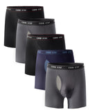 5PK Men's Soft Cotton Boxer Briefs Fly Front Underwear Mesh Fly Pouch Size: L. Fit for waist size: 30 21814-L