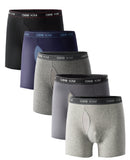 5PK Men's Soft Cotton Boxer Briefs Fly Front Underwear Mesh Fly Pouch Size: L. Fit for waist size: 30 21815-L