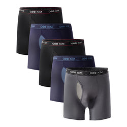 5PK Men's Soft Cotton Boxer Briefs Fly Front Underwear Mesh Fly Pouch Size: XL. Fit for waist size: 32.3 21816-XL